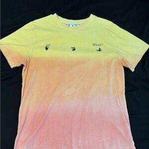 Off-White Yellow and Pink Gradient Short Sleeve Tee